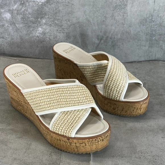 Donald Pliner Women's Natural Canvas Ilonar Crisscross Wedge Platform Sandals - Picture 2 of 13